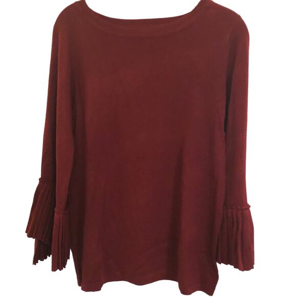 The Limited Womens Sweater Medium Burgundy Pullover Bell Sleeves Pleated Cuffs - Picture 4 of 7
